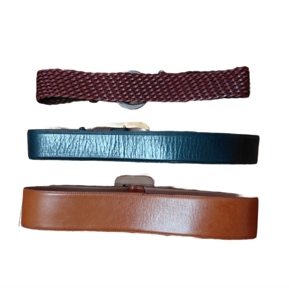 Set of Three Women\'s Wide Leather Belts Size 30 Brown, Green and Tan Statements main image 8